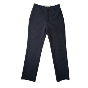 Elegance Vintage Black Mid Rise Straight Leg Classic Dress Pants Women's Medium